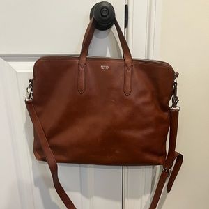 Fossil leather briefcase (can fit 17 inch laptop!)